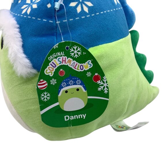 Original Squishmallows Danny Dinosaur Plush Toy 9” Winter Hat & Snowflakes NEW - Picture 2 of 7